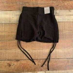 Forever 21 high rise butt contouring biker shorts with side ties in black - S